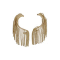 Metal Beaded Chain Fringe Stud Earrings in Two Tones view 5