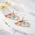 Gold Cat Silhouette Pressed Flower Drop Earrings 4 Styles view 6
