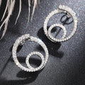 White Gold Pavé Double Spiral Geometric Stud Earrings Clear view 5