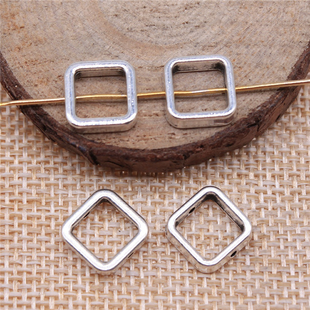 11x11x3mm 1g Multicolor Zinc Alloy Hollow Rectangle Loose Metal Beads for Bracelet Necklace DIY