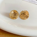 Rippled Coin Stud Earrings in Gold and Silver Tone Finishes view 6