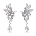 Silver Tone Leaf Crystal Five Designs Metal Dangle Earrings view 6