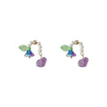 Pearl Arc Lily-of-the-Valley Drop Earrings Purple Glass Charm view 5