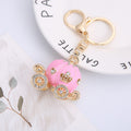 Pumpkin Carriage Enamel Rhinestone Keychain Gold Tone 4 Colors view 2