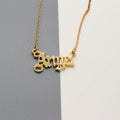 Gold Tone Gothic Script Angel Nameplate Pendant Necklace view 4
