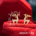 Crystal Reindeer Stud Earrings in Gold or Silver Tone view 4
