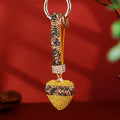 Leopard Band Crystal Heart Keychains with Straps and Plain Options view 1