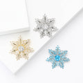 CZ Snowflake Brooch Baguette Stones Silver Gold Blue view 1