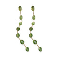 Green Beaded Linear Long Drop Statement Stud Earrings view 5