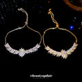 Crystal Leaf Adjustable Bracelet In Gold And Silver view 4