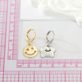 Gold and Silver Tone Open Smiley Face Huggie Drop Earrings view 5