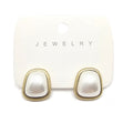 Gold Tone Pearl Bow Heart and Geometric Stud Earrings view 7