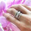 Silver Tone Layered Wrap Clear Crystal Band Ring Jewelry view 3
