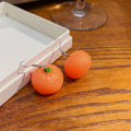 Bright Orange Fruit Three Dimensional Novelty Hook Earrings view 3