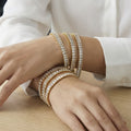 Crystal Baguette Line Toggle Bracelets in Gold and Silver Tone view 3