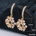Gold-Tone Floral Crystal Cluster Hoop Drop Earrings view 5