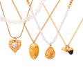 Gold Pendant Necklaces Pearl Heart Wheat Acorn Face Designs view 5