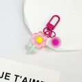 Resin Flower Keychain With Frosted Ball Bead And Colored Swivel Clasp view 6