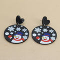 Black Heart Stud Christmas Printed Round Acrylic Drop Earrings view 8