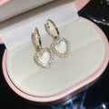 Gold Heart Crystal Drop Earrings Fashion Jewelry Accessories view 6