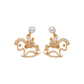 Rocking Horse Pearl Stud Earrings - 2 Styles Polished Decorative Design view 5