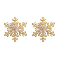 Gold Snowflake Flower Stud Earrings Champagne Center Stones view 5