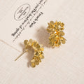 Gold and Silver Flower Cluster Open C Hoop Earrings view 4