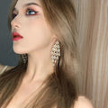 Tiered Clear Crystal Hook Earrings with Reflective Details view 2