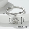 Pave Band Open Star Dangle Charm Ring Metal Alloy Three Colors view 4