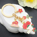 Mom Rose and Carnation Enamel Keychains in 5 Floral Styles view 2