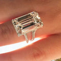 Oversized Rectangular Step-Cut Solitaire Split-Band Ring In Silver Tone view 2
