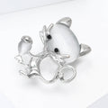Cat Eye Cat Brooch Acorn Silver Gold Metal Cute Pin view 3