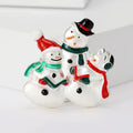 Three Snowman Family Brooch with Red Green and White Enamel view 6