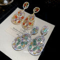 Gold And Silver Tone Multicolor Oval Drop Earrings view 2