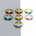 Gold Tone Enamel Leopard Pattern Adjustable Rings in Seven Colors view 1