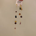 Asymmetric Black and Amber Beaded Gold Tone Drop Earrings view 1