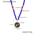 Blue Crystal Bead Necklace Star Moon Enamel Pendant view 6