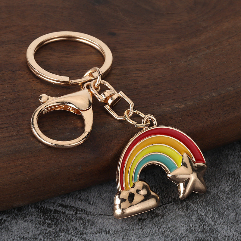 Rainbow Bag Charm Zinc Alloy Keychain Pendant Accessory