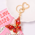 Gold Rhinestone Butterfly Heart Clasp Metal Keychain view 7
