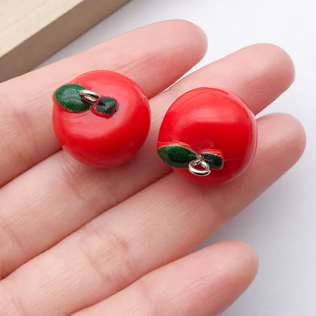 Acrylic 3D Apple Fruit Charm Pendant for DIY Bracelet Necklace Earrings Jewelry Making