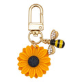 Gold Yellow Daisy Flower Rhinestone Bee Keychain Charm view 5