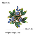 Enamel Leaf Floral Cluster Rhinestone Brooch Three Colors view 6