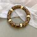 Tube Acrylic Stretch Bracelets Gold Spacers Leopard Gold view 6