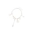 White Pearl Shell Disc Y Necklace Cascading Ear Clip view 5