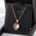 Gold Tone Faceted Heart Crystal Pendant Necklaces in Ten Colors view 10