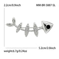 Fish Skeleton Brooch in Polished Metal for Jackets and Scarves view 7