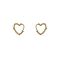 Gold Heart Huggie Hoop Earrings Polished Open Outline view 5