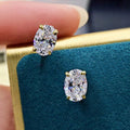 Oval Faceted Solitaire Stud Earrings In Ten Stone Colors view 3