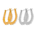 Scalloped U-Shaped Hoop Earrings Gold Or Steel Finish view 5