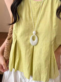 Pastel Oval Pendant Necklace With Dark Cord Four Colors view 1